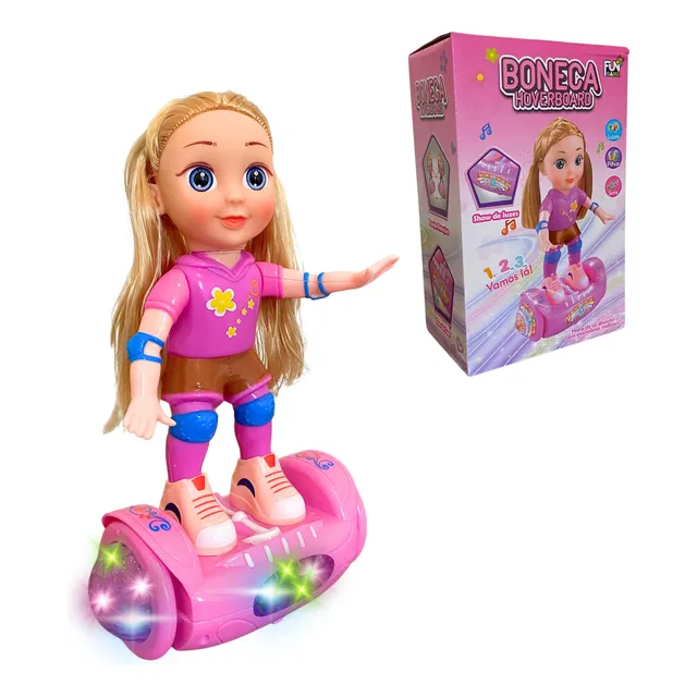 Boneca Hoverboard Bate Volta Brinquedo Som Luz Skate Menina
