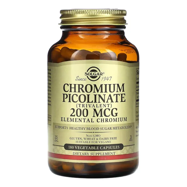 Picolinato De Cromo 200 Mcg Solgar 180 Cápsulas Vegetales
