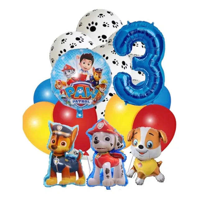 Pack De 35  Globos  De Paw Patrol Incluye Numero Gigante 