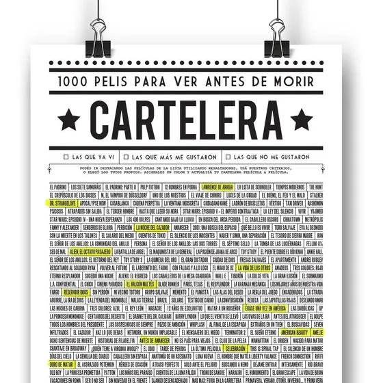 Cartelera, Poster Con 1000 Pelis Para Ver Antes De Morir!
