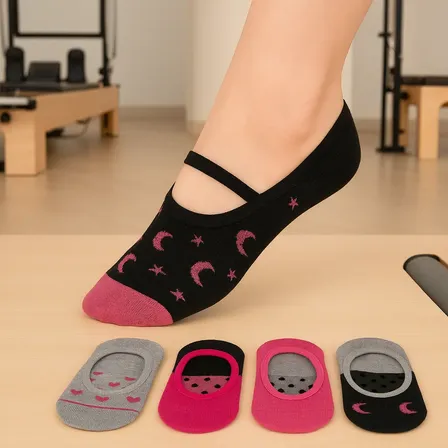 Kit 6 Pares Meia Sapatilha Pilates Yoga Antiderrapante Aleatório Aleatorio 36-40
