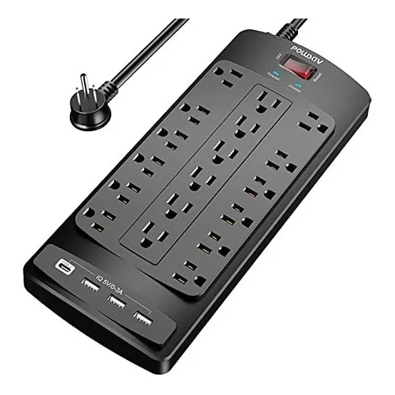 Regleta 18 Tomas Y 4 Puertos Usb - Proteccion De Voltaje