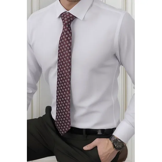 Camisa Hombre De Vestir Elastizada Manga Larga Lisa
