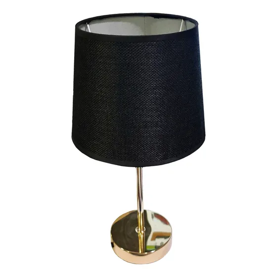 Lámpara Velador Con Pantalla Decoración Dormitorio Vintage Estructura DORADO - 310002 Pantalla NEGRO - 310002