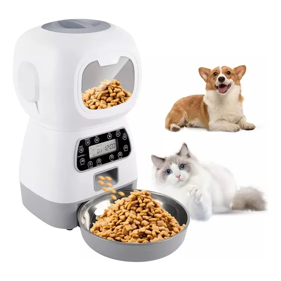Dispensador Automático De Alimentos Para Mascotas Color Blanco