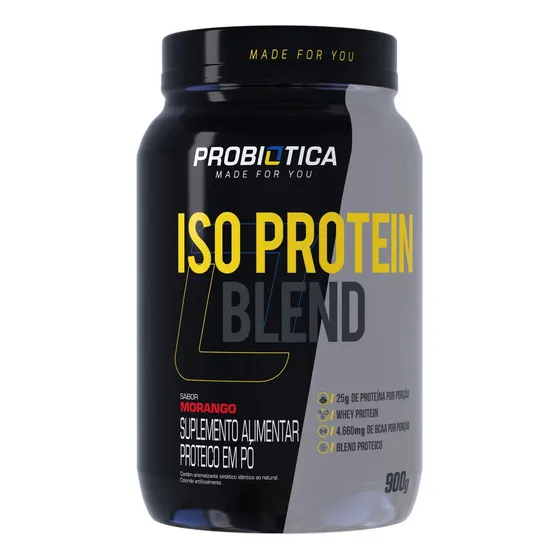 Iso Protein Blend Probiótica Sabor Morango Suplemento Academia
