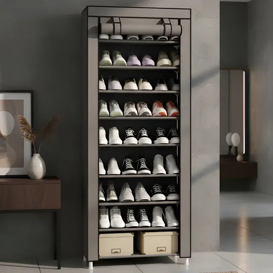 Sapateira Organizador De Sapatos Com 9 Prateleiras Tnt Cor Cinza