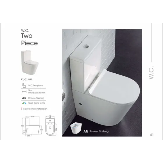 Wc Poceta Kubo Two Piece Modelo 2149a Blanca
