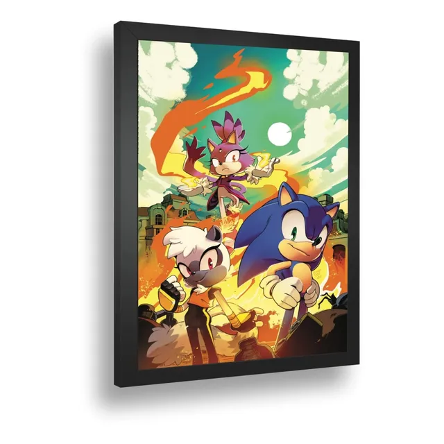 Quadro Decorativo Poste Sonic Boom Ourico Azul Classico A3
