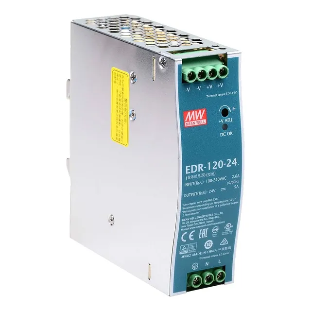 Fuente conmutada 120w 90-264Vca Edr-120-24 - Mean Well