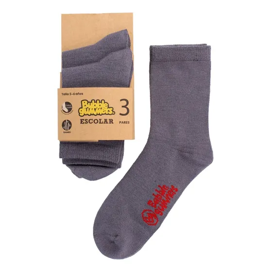 Calcetin Escolar Bubblegummers  Bts Gris