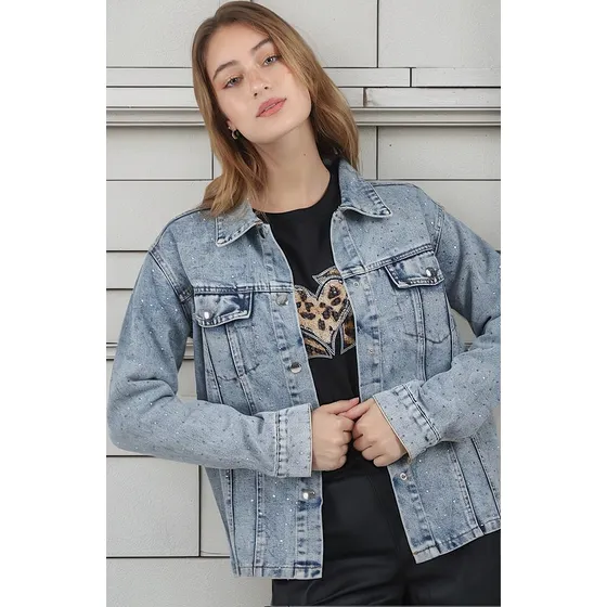 Campera Premium Vasel De Jean Con Strass Gu70021 Arizona