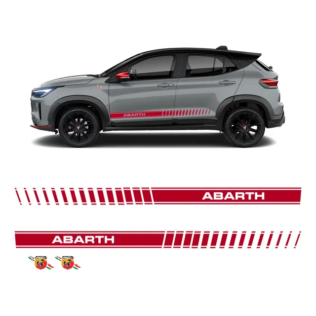Kit Faixa Fiat Pulse Abarth 2023 Adesivo Vermelho + Emblemas