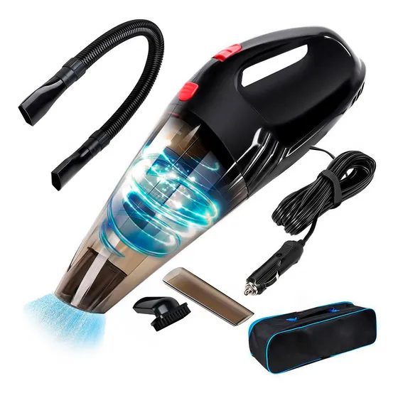 Aspiradora Auto Gadnic 12v Portatil Av14 + Accesorios Y Bolso Alta Potencia Color Negro