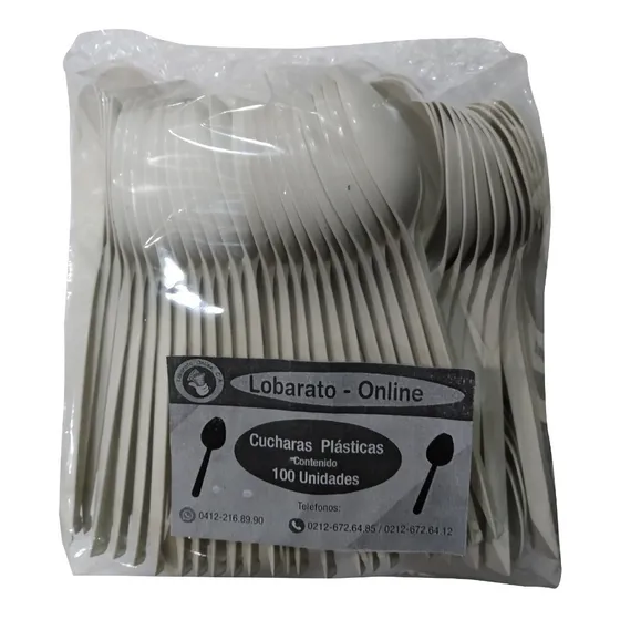 Cucharas Plástica Desechable Granel Paquete 100 Unidades. 