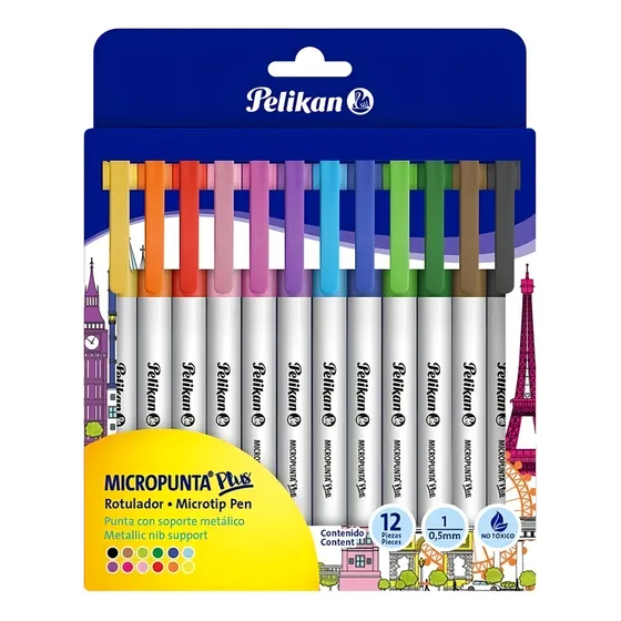 Microfibra Pelikan Micropunta 0.5mm X12 Colores