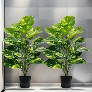  Conjunto De 2 Plantas Artificiais Com Folhas Grandes De 50 