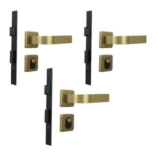 Kit 3 Fechaduras Roseta Módena Bronze Latonado Externa Mgm Kit 3 Fechaduras Roseta Módena Bronze Latonado Externa Mgm