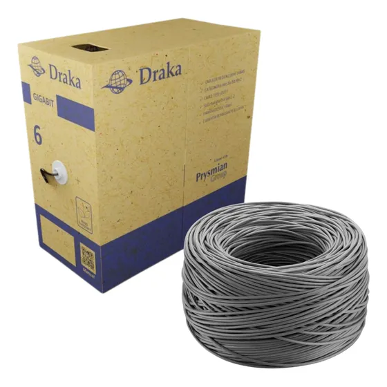 Cabo De Rede Prysmian Draka Cat6 305m Lszh 24awg U/utp Cinza