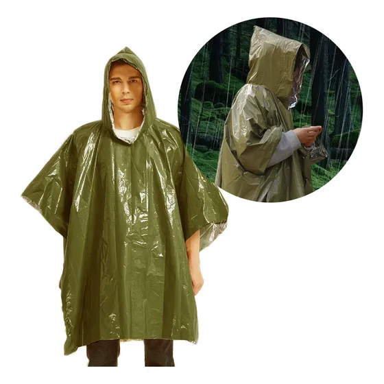 Poncho Térmico De Emergência Reutilizável Sobrevivência 