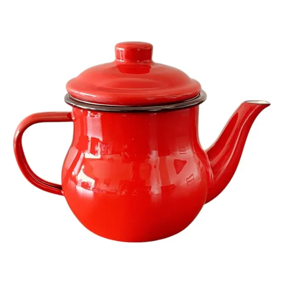 Tetera Té Enlozada Roja Con Filtro Acero Condor