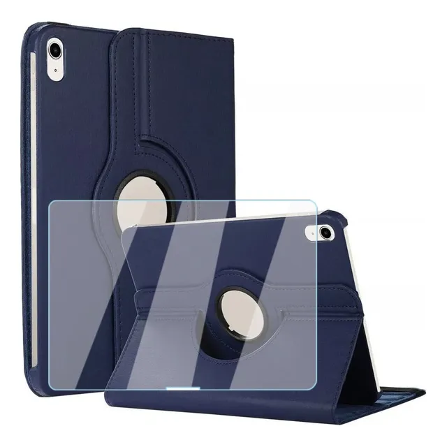 Mica + Funda Giratoria Para Ipad 11th A16 A3354 A3355 A3356 Azul Marino