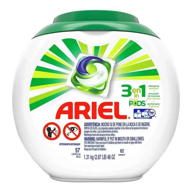 Detergente En Cápsulas Ariel Power Pods 3 En 1 Con 57 Pzas