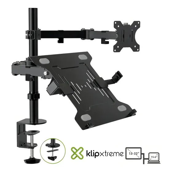 Rack Soporte Monitor Y Laptop 13-32 Articualdo Klip Kmm-301 | Cuotas sin interés