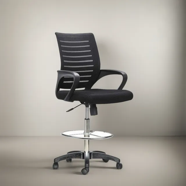 Silla De Oficina Alta Escocia Cajera - Ergoclass Color Negro Material del tapizado Mesh