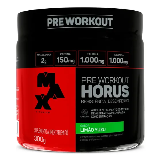 Pre Workout Suplemento Em Pó Max Titanium Pre Treino Horus Sabor Limão yuzu Em Pote De 300g