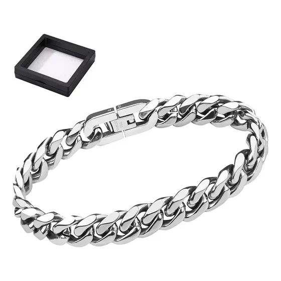 Pulseras Cubanas, Esclava De Plata Para Hombres & Mujeres