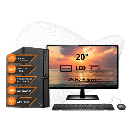 Computador Completo I7 16gb Ssd 480gb Monitor Mouse Teclado