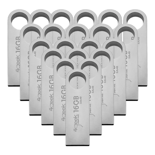 Kit 50 Memorias Usb 16gb Metálica 2.0 Bulk 4geek