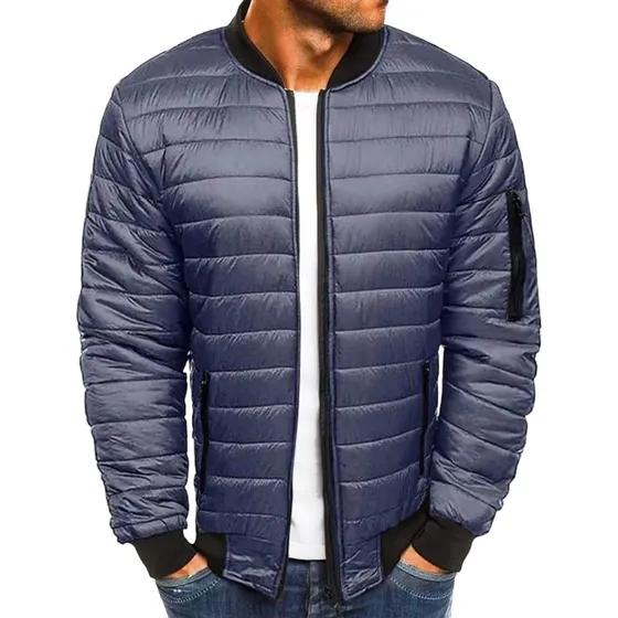 Chaqueta Acolchada De Plumón Plegable Con Bolsillos.