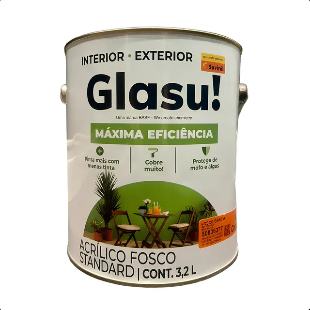 Tinta Acrilica Glasu Máxima Eficiencia Fosco 3,2 - Cores