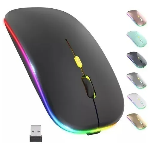 Mouse Inalámbrico Recargable Con Luces Led