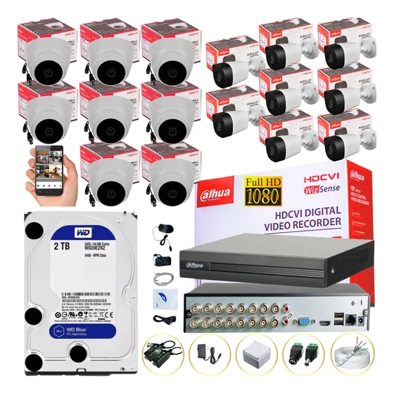 Cámaras De Seguridad Dahua Dvr 16 Ch + 16 Cámaras + Disco