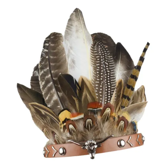 Faixa De Cabeça Elástica De Penas Indianas Para 50 A 54cm
