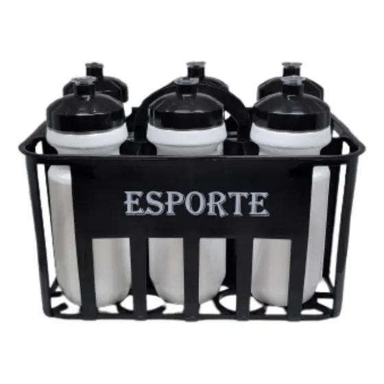 Kit Porta Squeeze C/ 6 Garrafa Bico Push-pull S/ Logo Branco