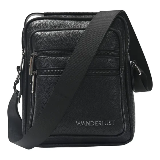 Bolso Vintage Hombre Morral Bandolera Urbana Simil Cuero Color Negro Diseño De La Tela C
