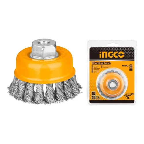 Grata Copa De Metal Trenzado 100mm/4puLG Ingco Wb21001 Color Amarillo