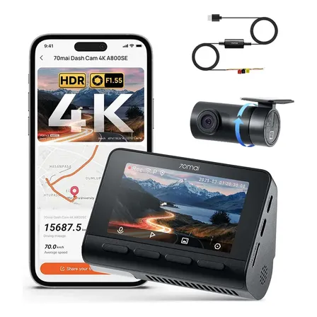 Camera Veicular 4k+1080p 70mai A800se-1 3'' Tela Gps Adas  A800se-1+ Hardwire Kit-up03