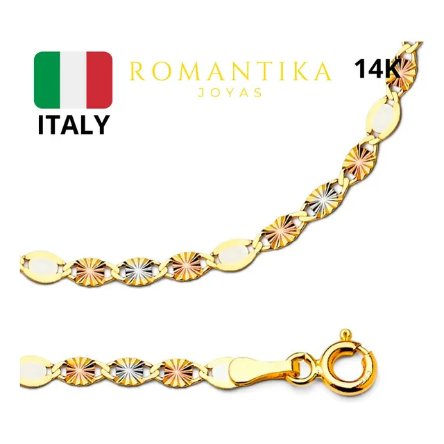 Cadena Oro Sólido 14k Florentino Planchada 2mm 45cm Italy Color Amarillo