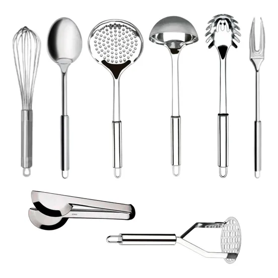 Jogo Kit 8 Utensílios De Cozinha 100% Inox