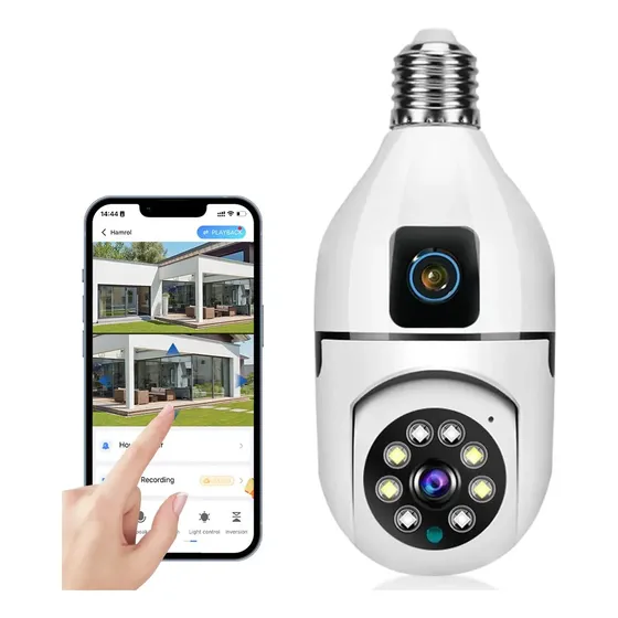Cámara De Seguridad Wifi E27 8mp 360° Doble Lente V380 Pro