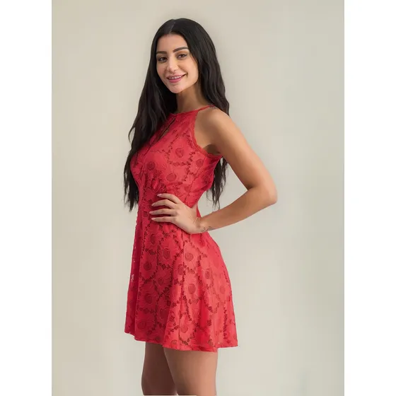 Vestido Dama Encaje Rojo Material Girl By Madonna Fiesta