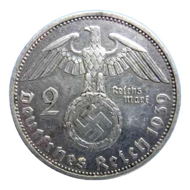 Ww2ª Alemania 2 Reichsmark De Plata Muy Bien Vea Las Fotos.-