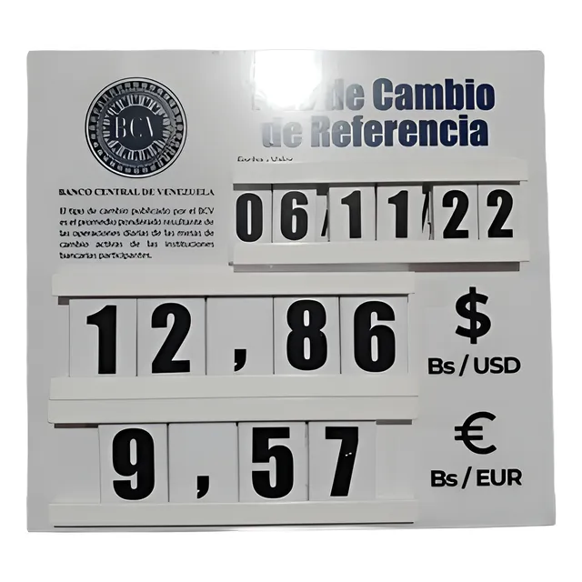 Pizarra Bcv De Tasa Del Día  Con Fecha Movible Y Paral