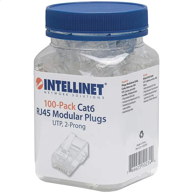 Plug Bote 100 Piezas Conector Rj45 Intellinet 502344 Cat6