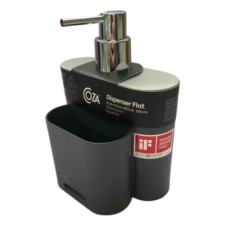 Dispensador de detergente plano de 500 ml para fregaderos de cocina, colores negro y gris